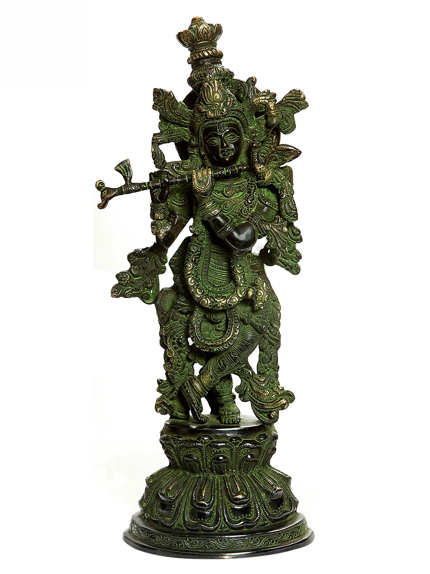 Brassaura® Brass Krishna Statue | Height 15.35 Inches & Weight 4.57 kg