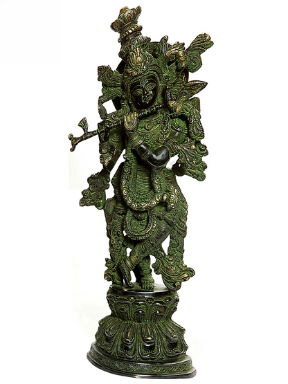 Brassaura® Brass Krishna Statue | Height 15.35 Inches & Weight 4.57 kg