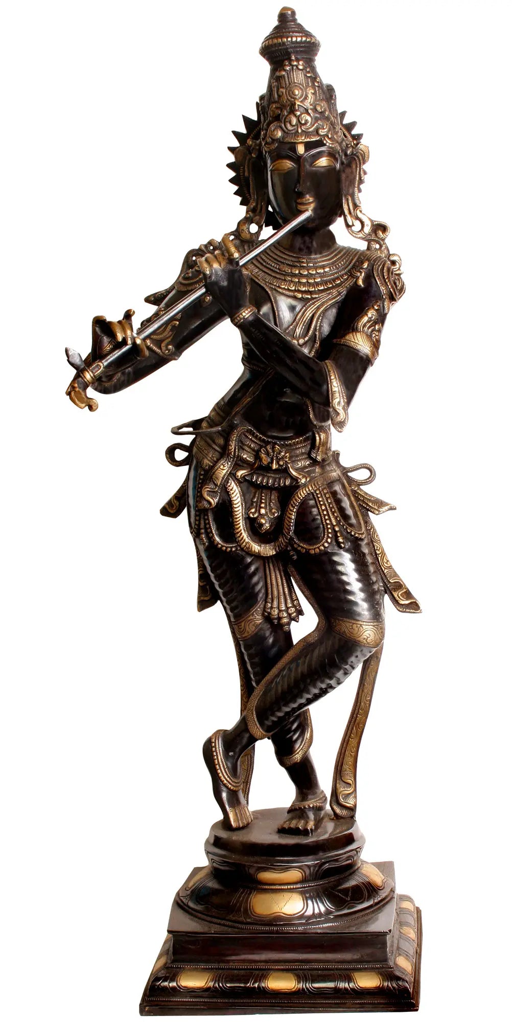 Brassaura® Brass Black Finish Krishna Statue | Height 34.06 Inches & Weight 18 kg