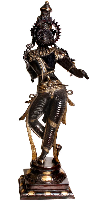 Brassaura® Brass Black Finish Krishna Statue | Height 34.06 Inches & Weight 18 kg