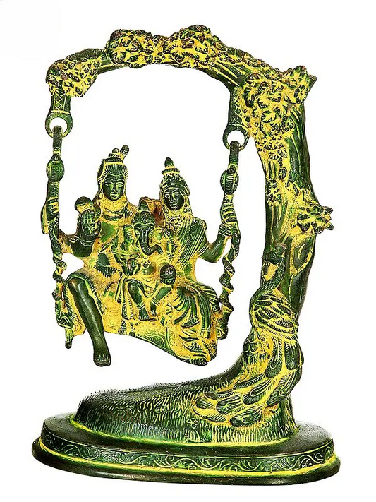 Brassaura® Brass Radha Krishna Jhula Statue | Height 10 Inches & Weight 2.90 kg