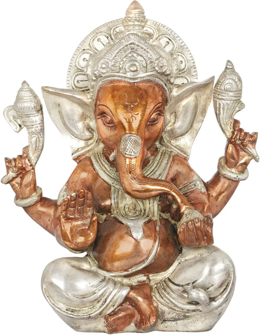 Brassaura™ Lord Ganesha Brass Statue | Height 8.5 Inches & Weight 2.80 kgs