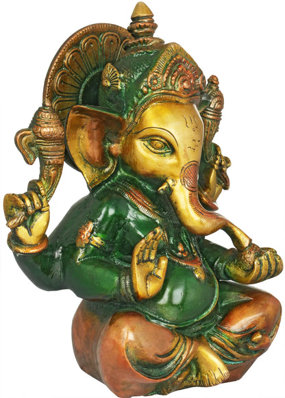 Brassaura™ Lord Ganesha Brass Statue | Height 8.5 Inches & Weight 2.80 kgs