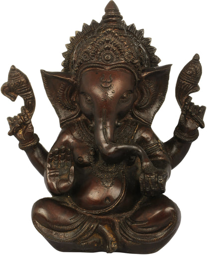 Brassaura™ Lord Ganesha Brass Statue | Height 8.5 Inches & Weight 2.80 kgs