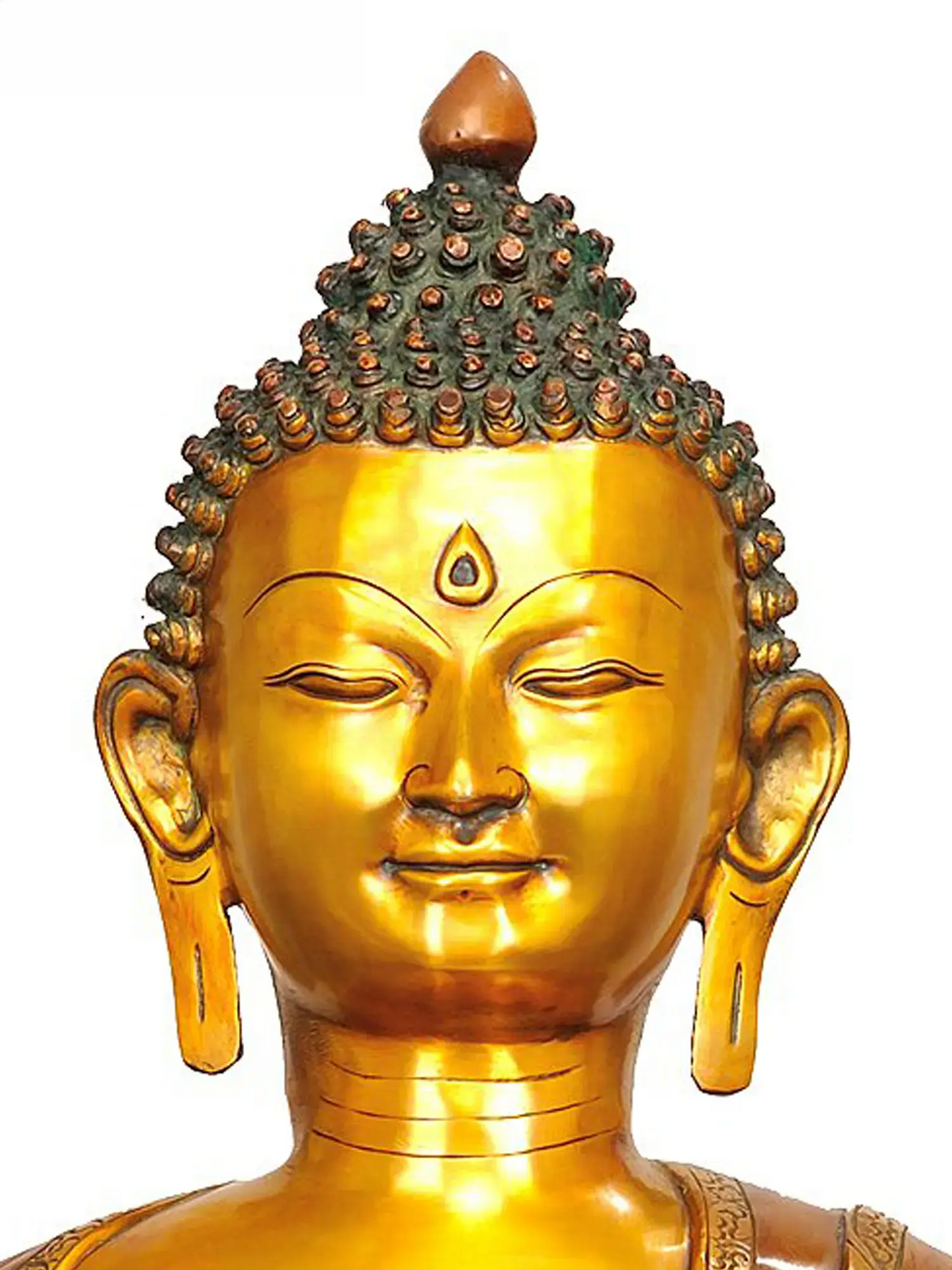 ब्रैसौरा® कमल के डंठल के साथ बैठे बुद्ध | शुद्ध पीतल | ऊँचाई 38 इंच और वज़न 46 किलोग्राम