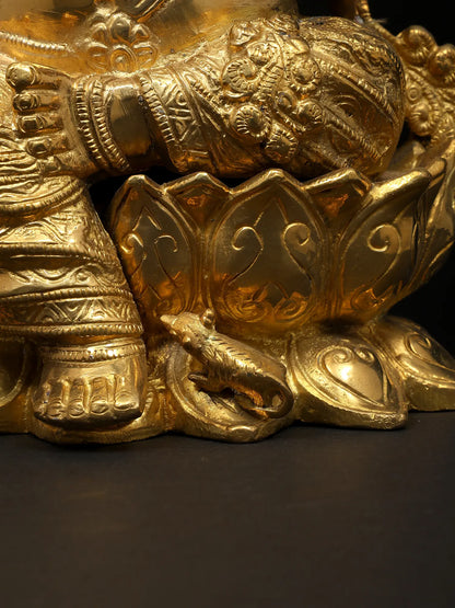 Brassaura™ Brass Ganesha Sculpture | Height 12 Inches & Weight 7.26 kgs