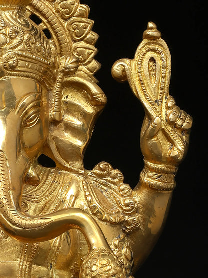 Brassaura™ Brass Ganesha Sculpture | Height 12 Inches & Weight 7.26 kgs