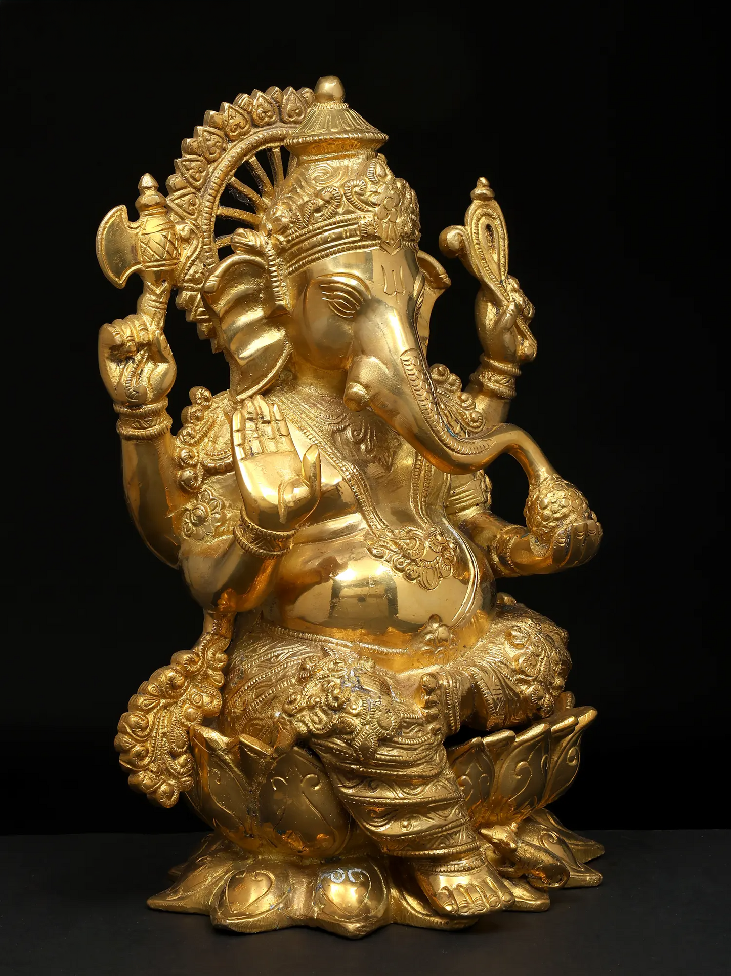 Brassaura™ Brass Ganesha Sculpture | Height 12 Inches & Weight 7.26 kgs