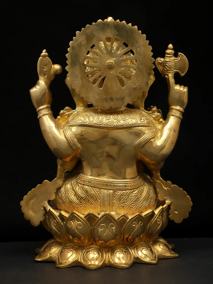 Brassaura™ Brass Ganesha Sculpture | Height 12 Inches & Weight 7.26 kgs