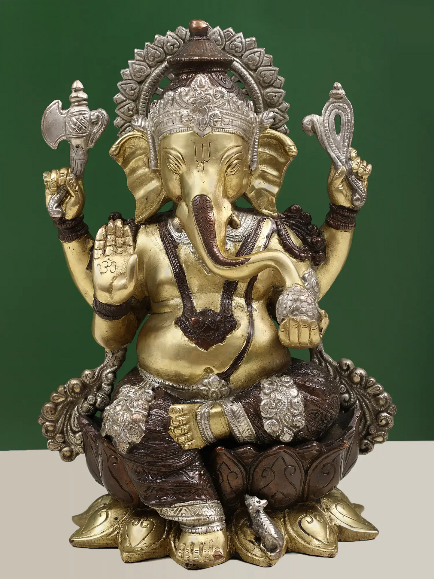 Brassaura™ Brass Ganesha Sculpture | Height 12 Inches & Weight 7.26 kgs