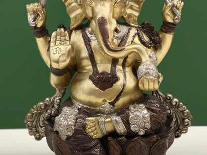 Brassaura™ Brass Ganesha Sculpture | Height 12 Inches & Weight 7.26 kgs