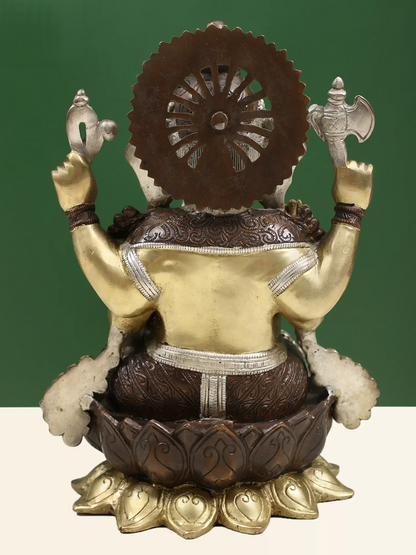 Brassaura™ Brass Ganesha Sculpture | Height 12 Inches & Weight 7.26 kgs