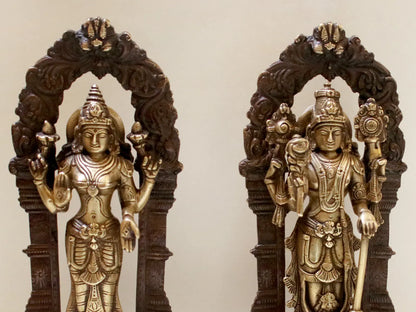 Brassaura® Brass Vishnu Lakshmi Statue | Height 9.06 Inches & Weight 3.80 kg