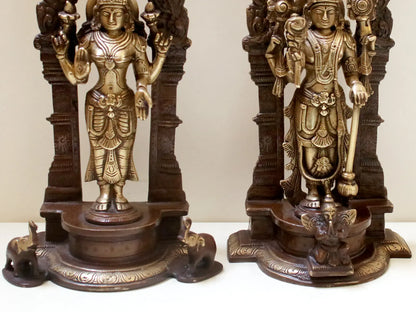 Brassaura® Brass Vishnu Lakshmi Statue | Height 9.06 Inches & Weight 3.80 kg