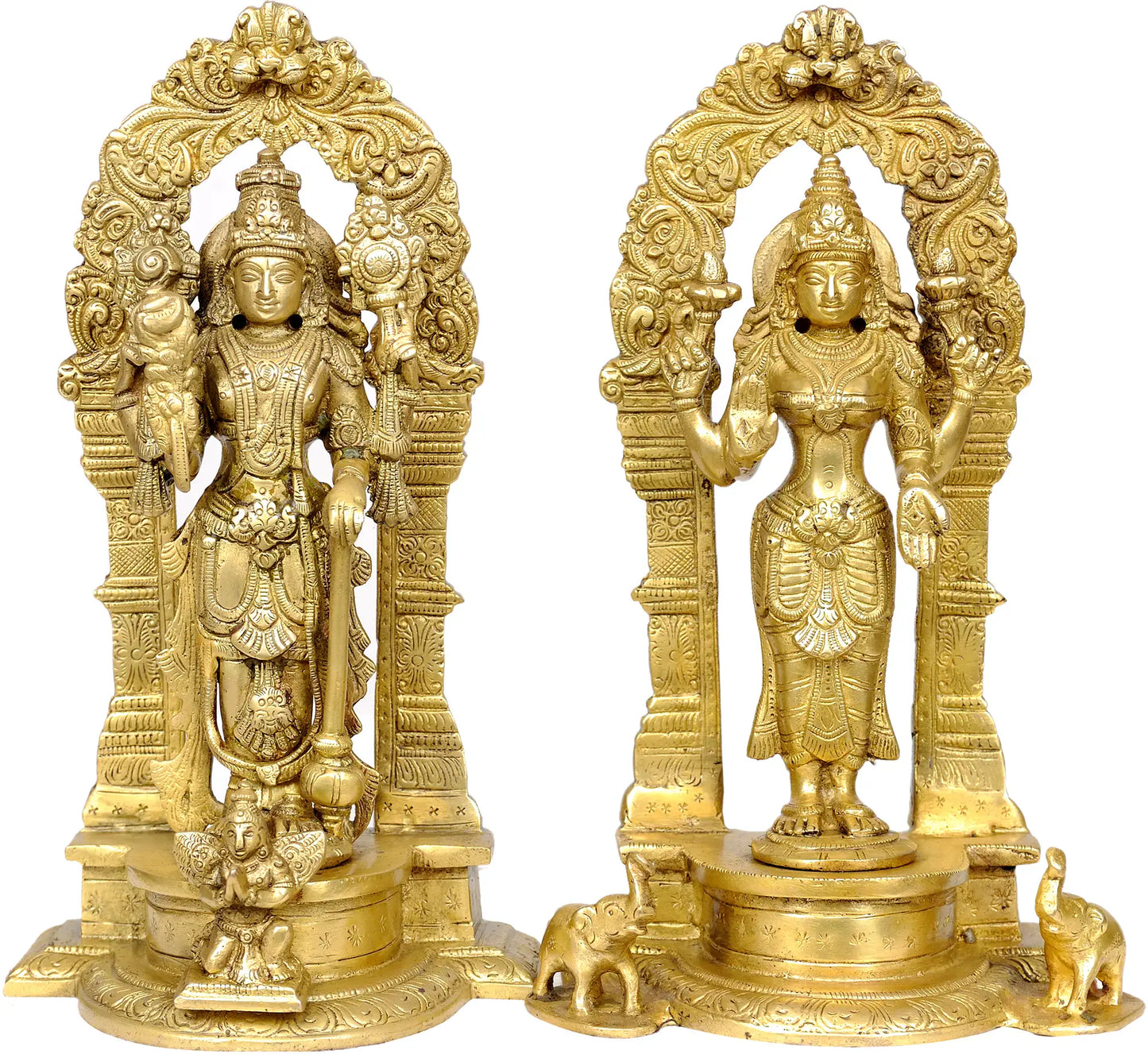 ब्रासुरो® ब्रास विष्णु लक्ष्मी प्रतिमा | ऊंचाई 9.06 इंच और वज़न 3.80 किलोग्राम