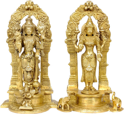 ब्रासुरो® ब्रास विष्णु लक्ष्मी प्रतिमा | ऊंचाई 9.06 इंच और वज़न 3.80 किलोग्राम