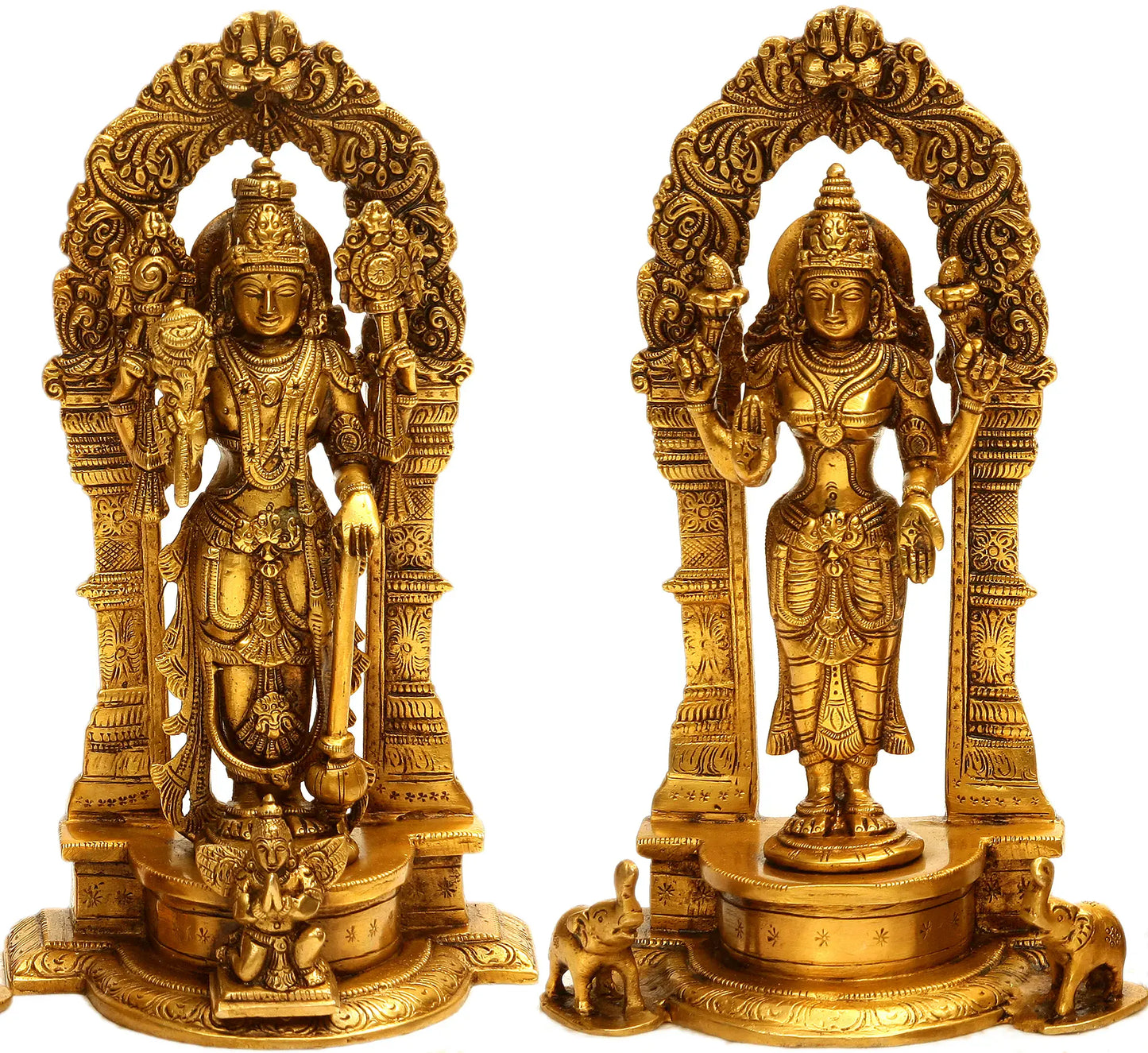 ब्रासुरो® ब्रास विष्णु लक्ष्मी प्रतिमा | ऊंचाई 9.06 इंच और वज़न 3.80 किलोग्राम