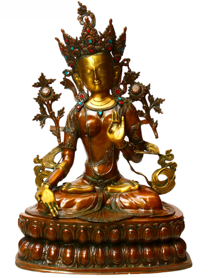 Brassaura®  Tara Brass Sculpture with Gemstone Inlay | Height 34.4 Inches & Weight 34 kgs