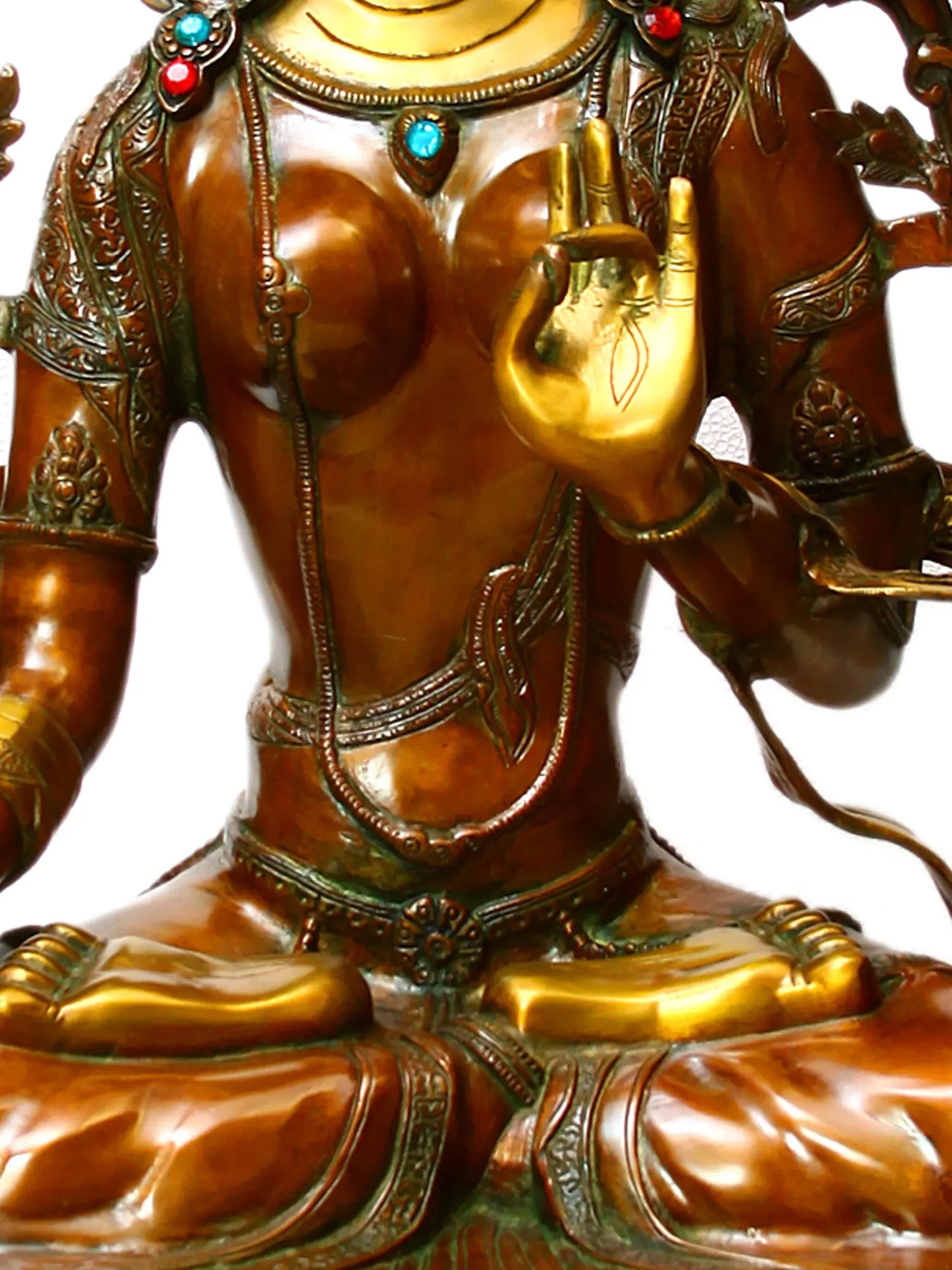 Brassaura®  Tara Brass Sculpture with Gemstone Inlay | Height 34.4 Inches & Weight 34 kgs