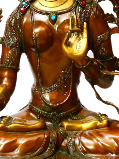 Brassaura®  Tara Brass Sculpture with Gemstone Inlay | Height 34.4 Inches & Weight 34 kgs