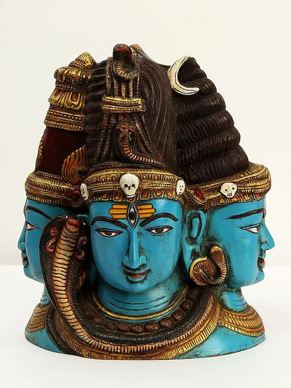 Brassaura™ Brass Shiva Head Sculpture | Height 11 Inches & Weight 9.70 kg