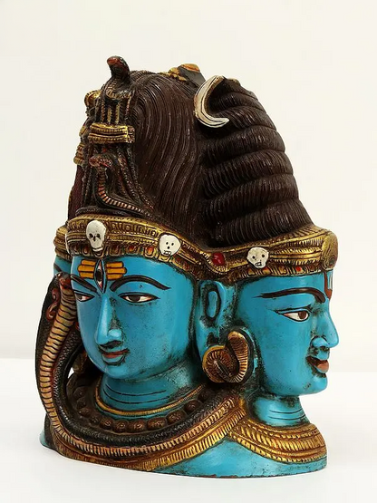Brassaura™ Brass Shiva Head Sculpture | Height 11 Inches & Weight 9.70 kg