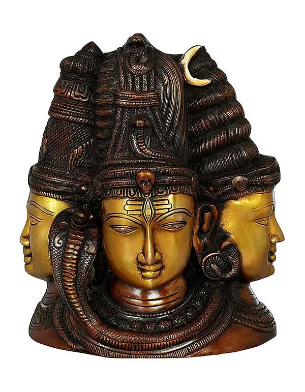 Brassaura™ Brass Shiva Head Sculpture | Height 11 Inches & Weight 9.70 kg
