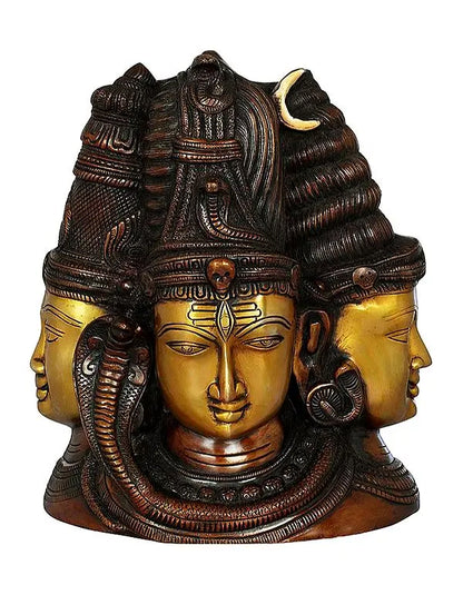 Brassaura™ Brass Shiva Head Sculpture | Height 11 Inches & Weight 9.70 kg