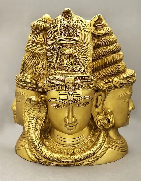 Brassaura™ ब्रास शिव हेड स्कल्पचर | ऊंचाई 11 इंच और वज़न 9.70 कि.ग्रा.