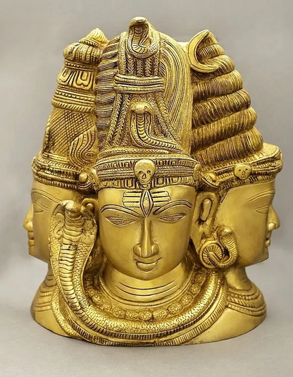 Brassaura™ ब्रास शिव हेड स्कल्पचर | ऊंचाई 11 इंच और वज़न 9.70 कि.ग्रा.