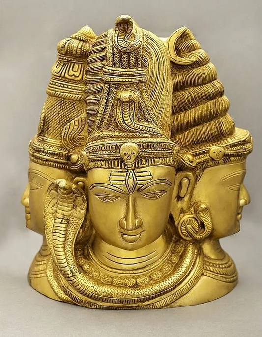 Brassaura™ ब्रास शिव हेड स्कल्पचर | ऊंचाई 11 इंच और वज़न 9.70 कि.ग्रा.