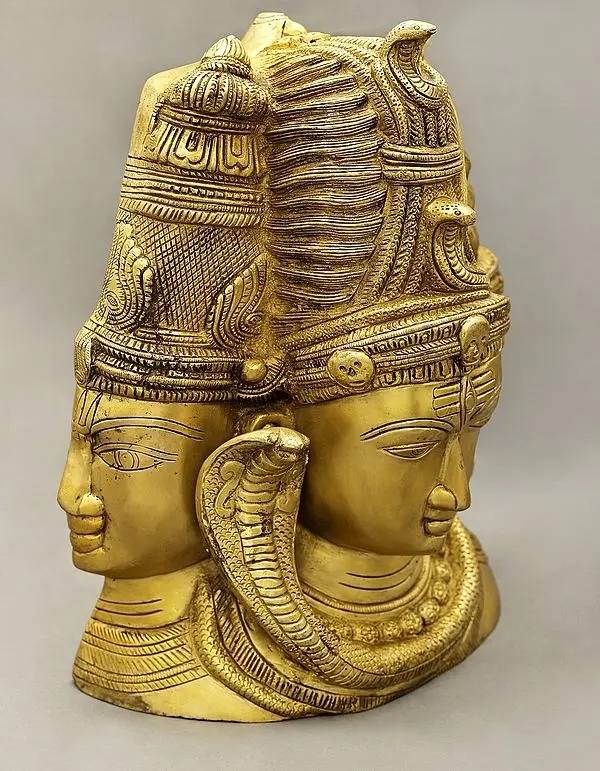Brassaura™ ब्रास शिव हेड स्कल्पचर | ऊंचाई 11 इंच और वज़न 9.70 कि.ग्रा.