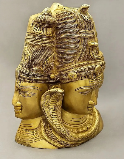 Brassaura™ ब्रास शिव हेड स्कल्पचर | ऊंचाई 11 इंच और वज़न 9.70 कि.ग्रा.