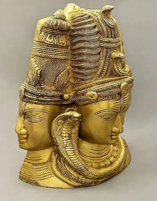 Brassaura™ ब्रास शिव हेड स्कल्पचर | ऊंचाई 11 इंच और वज़न 9.70 कि.ग्रा.