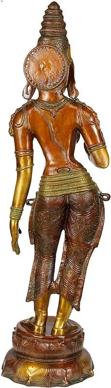 Brassaura® Brass Devi Parvati Statue with Inlay Work | Height 44.09 Inches & Weight 26.28 kg