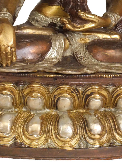 Brassaura® Ushnishavijaya Devi | Brass Sculpture with Lotus Pedestal | Height 14 Inches & Weight 5.51 kgs