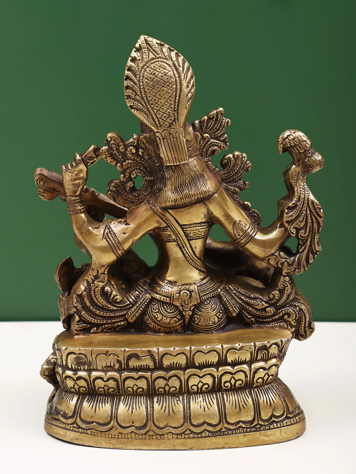 Brassaura® Goddess Saraswati Playing Veena | Brass Sculpture | Height 11.42 Inches & Weight 5.46 kgs