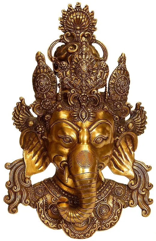 Brassaura® Brass Ganesha wall hanging Statue | Height 11 Inches