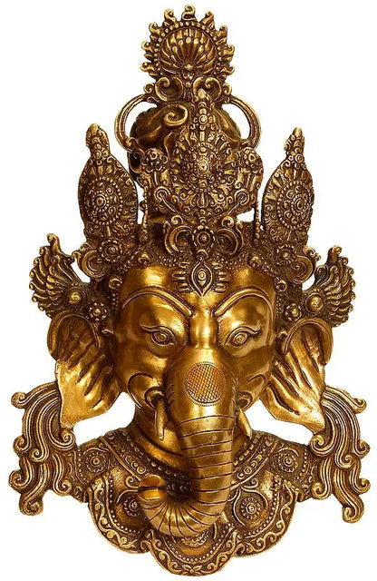 Brassaura® Brass Ganesha wall hanging Statue | Height 11 Inches