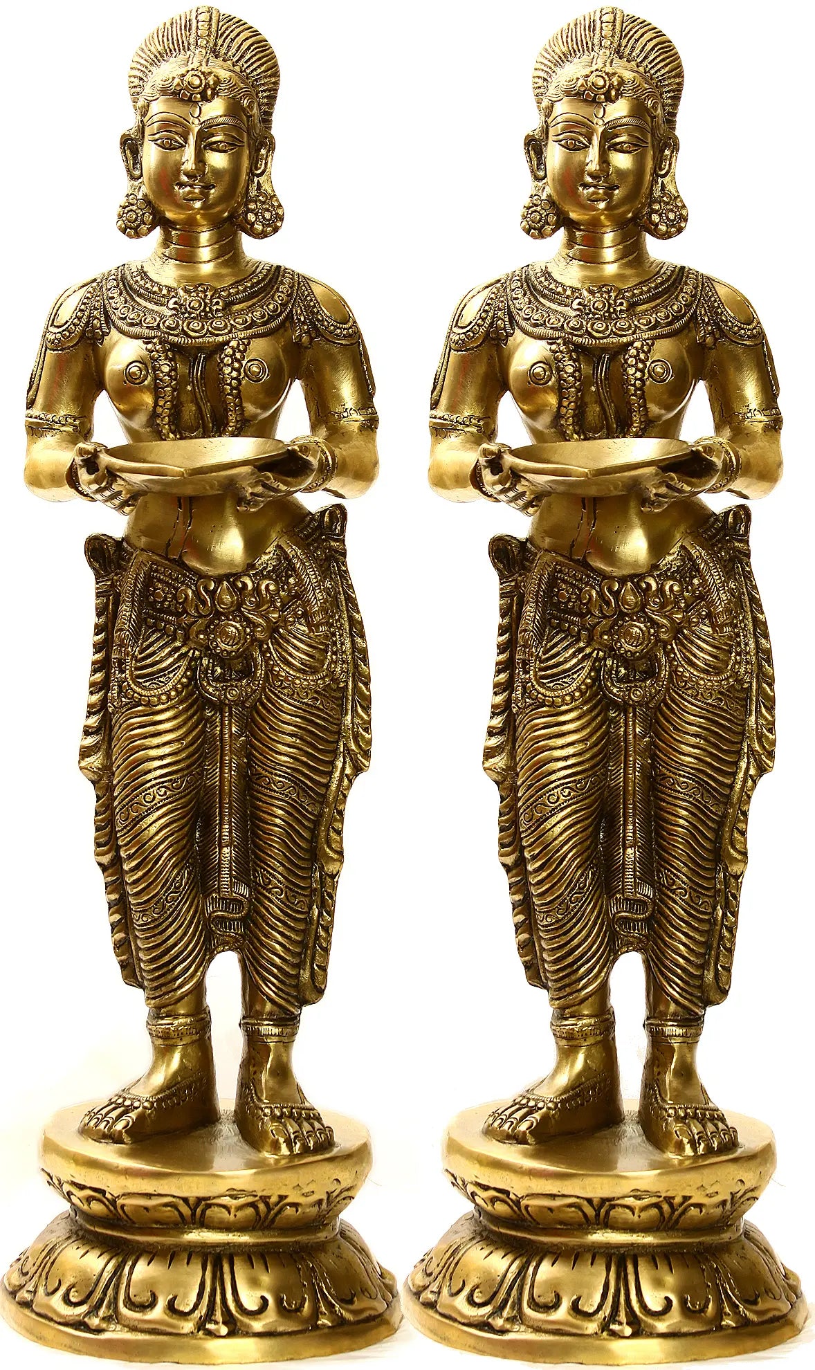 Brassaura® Brass Deep Lakshmi Statue | Height 26.57 Inches & Weight 23.34 kg