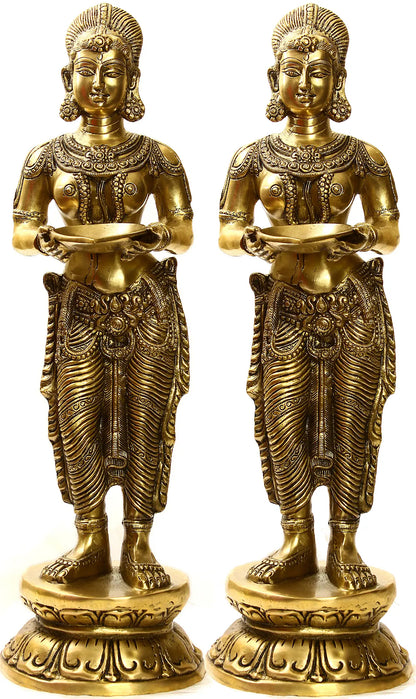 Brassaura® Brass Deep Lakshmi Statue | Height 26.57 Inches & Weight 23.34 kg