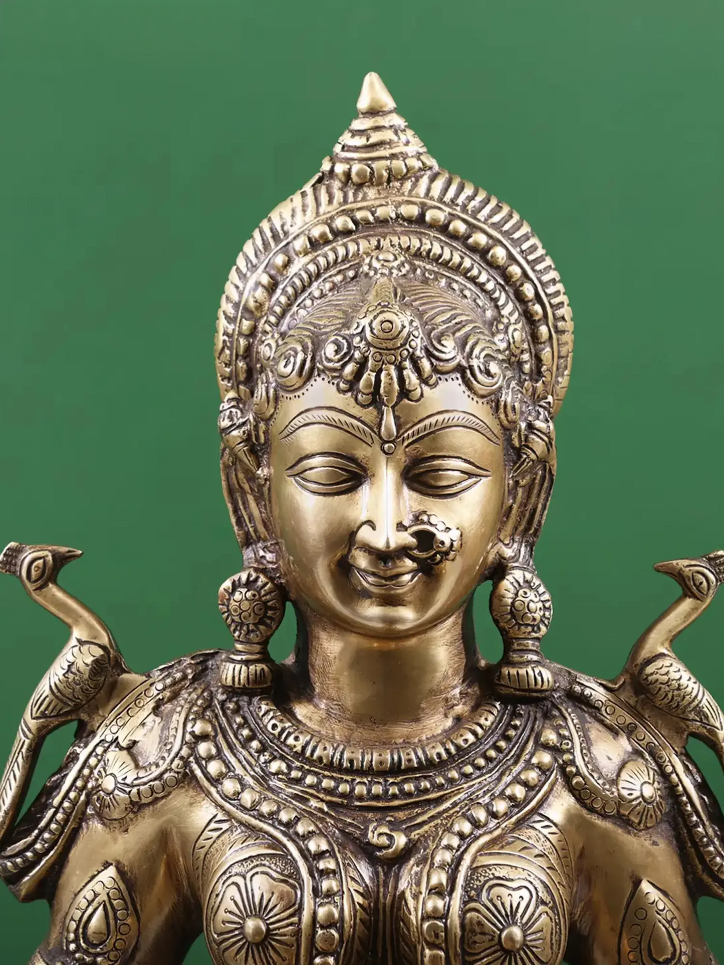 Brassaura® Deep Lakshmi Standing Oil Lamp | Intricate Traditional Brass Work | Height 29.9 Inches & Weight 15.40 kgs