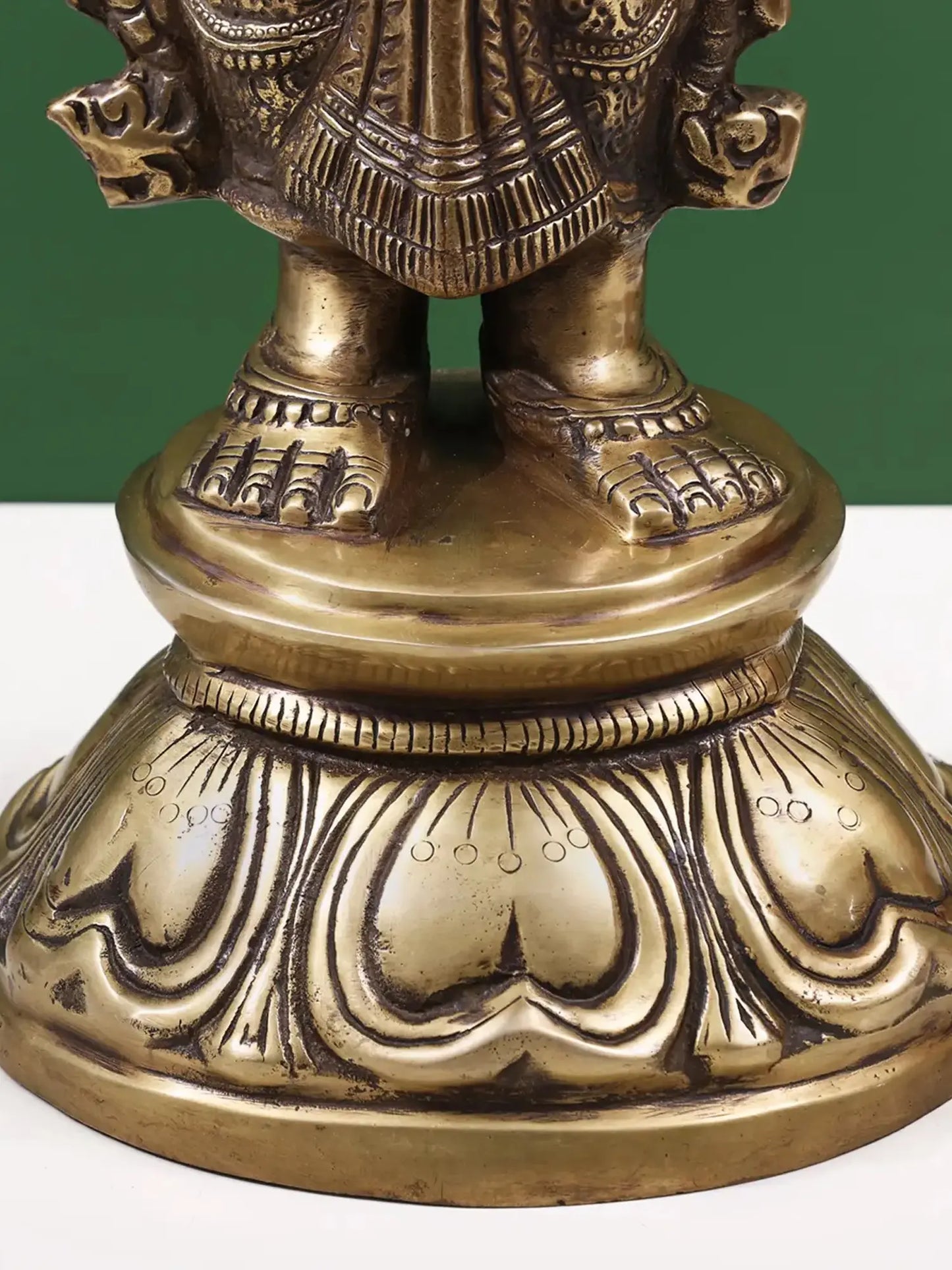 Brassaura® Deep Lakshmi Standing Oil Lamp | Intricate Traditional Brass Work | Height 29.9 Inches & Weight 15.40 kgs
