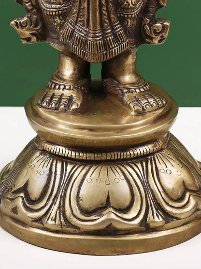 Brassaura® Deep Lakshmi Standing Oil Lamp | Intricate Traditional Brass Work | Height 29.9 Inches & Weight 15.40 kgs