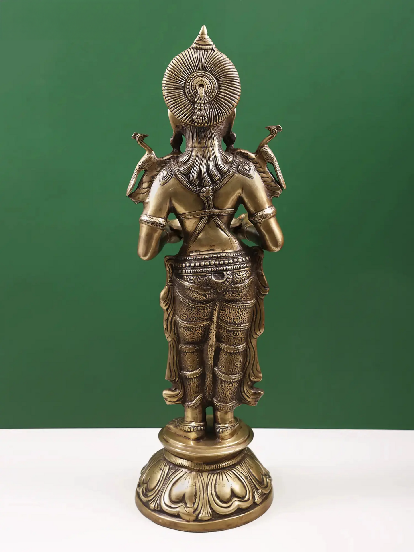 Brassaura® Deep Lakshmi Standing Oil Lamp | Intricate Traditional Brass Work | Height 29.9 Inches & Weight 15.40 kgs
