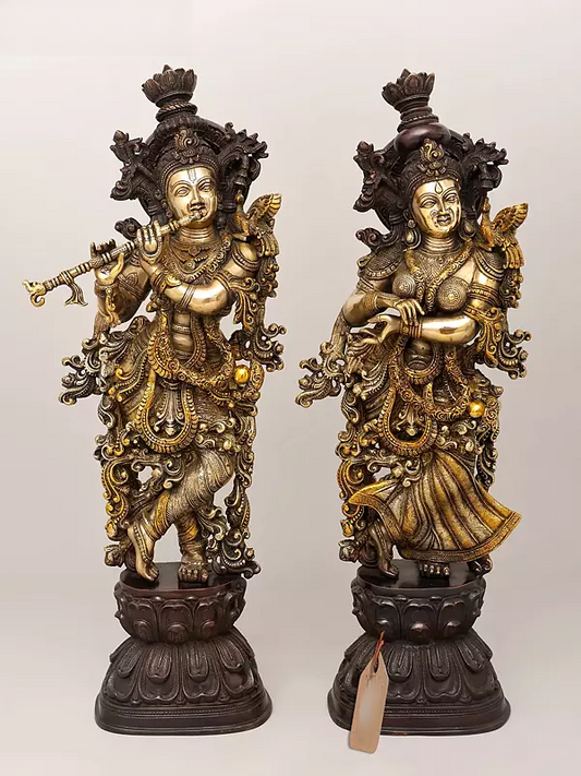 Brassaura® Brass Radha Krishna Statue | Height 29 Inches & Weight 41.8 kg