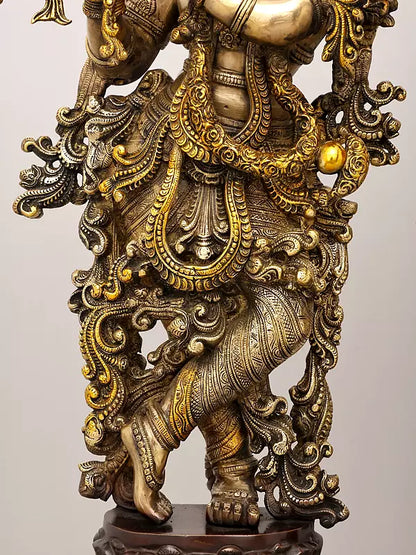 Brassaura® Brass Radha Krishna Statue | Height 29 Inches & Weight 41.8 kg