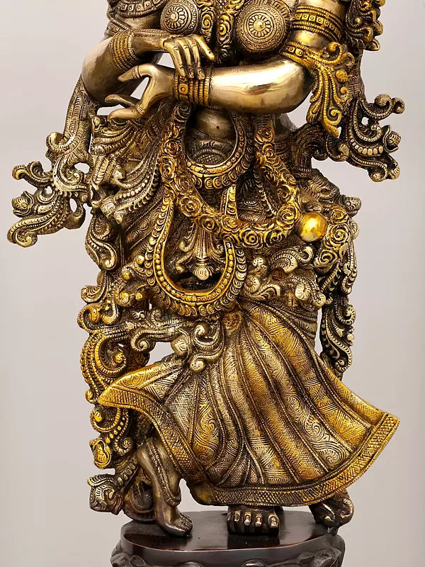 Brassaura® Brass Radha Krishna Statue | Height 29 Inches & Weight 41.8 kg