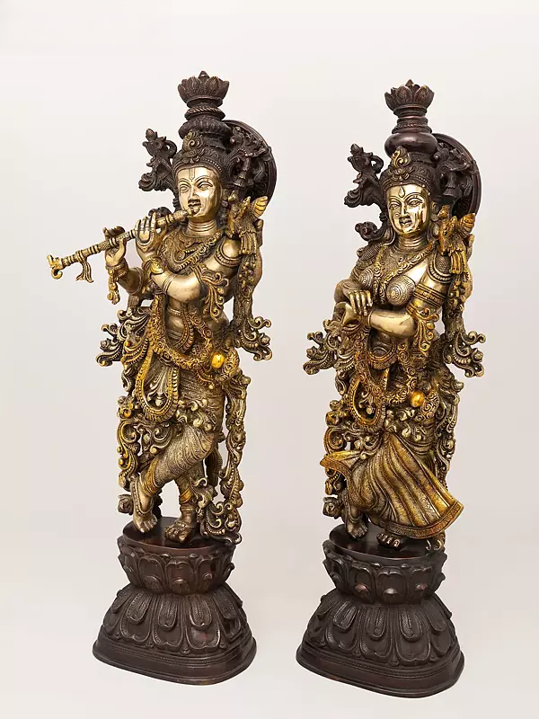 Brassaura® Brass Radha Krishna Statue | Height 29 Inches & Weight 41.8 kg