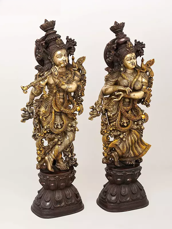 Brassaura® Brass Radha Krishna Statue | Height 29 Inches & Weight 41.8 kg